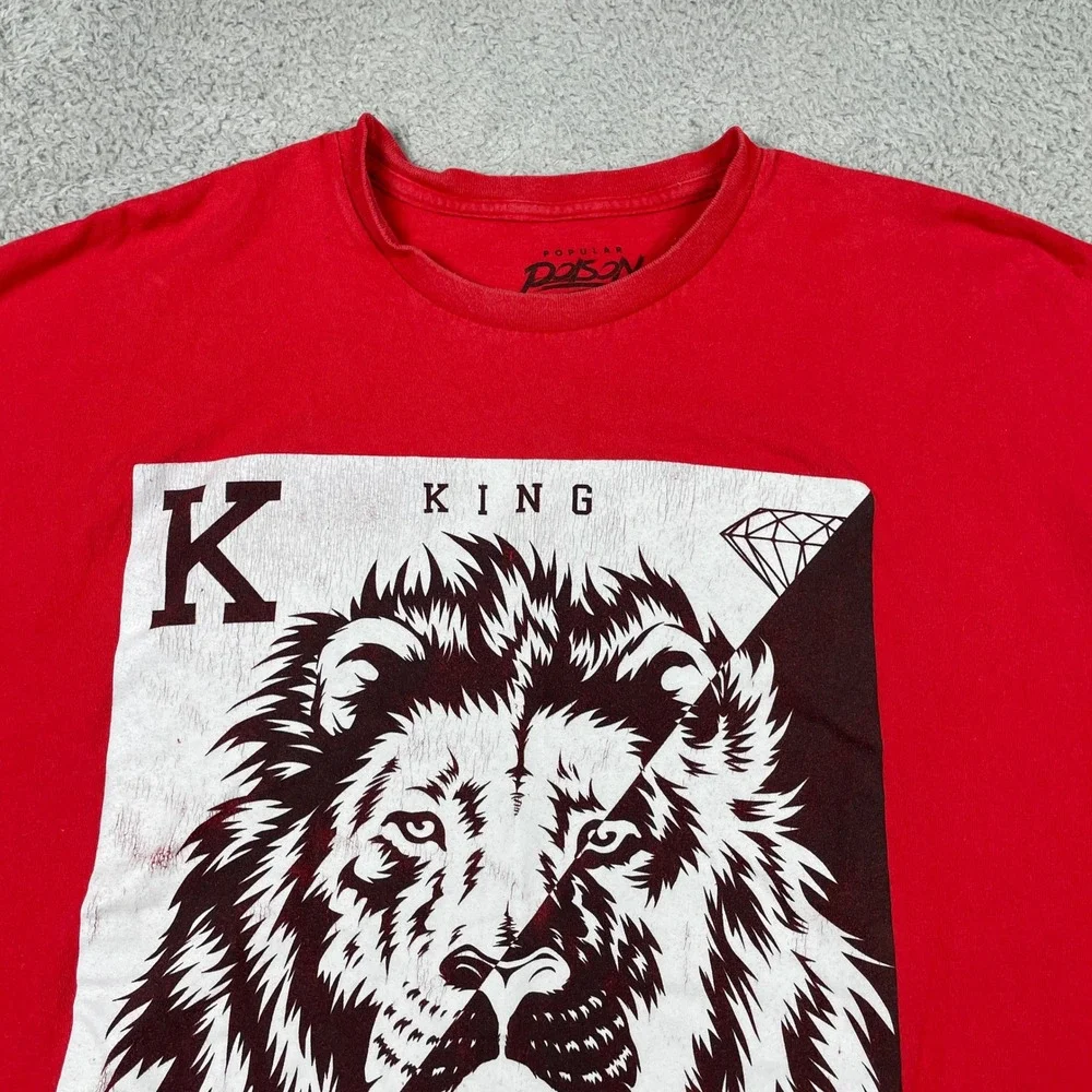King Life Lion Popular‎ Poison Graphic T-Shirt Mens 3XL Red Cotton Streetwear